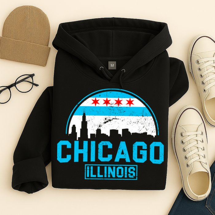 Chicago Illinois Vintage Flag Hoodie