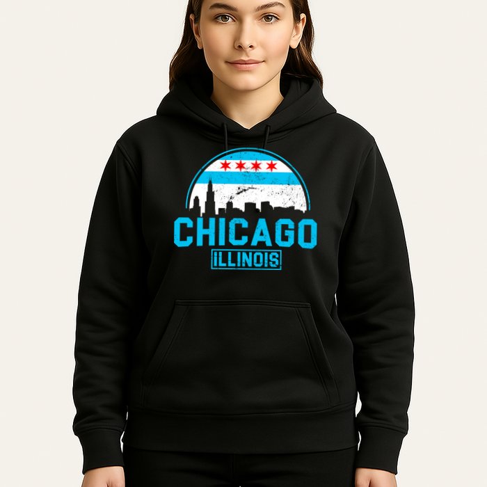 Chicago Illinois Vintage Flag Hoodie