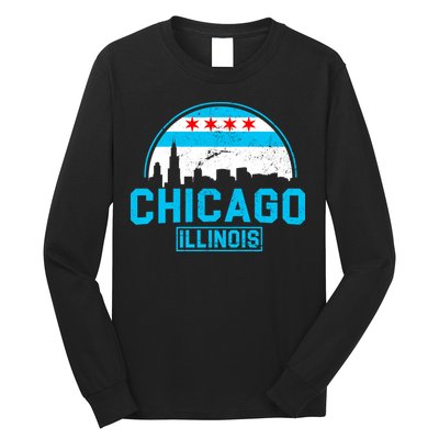 Chicago Illinois Vintage Flag Long Sleeve Shirt