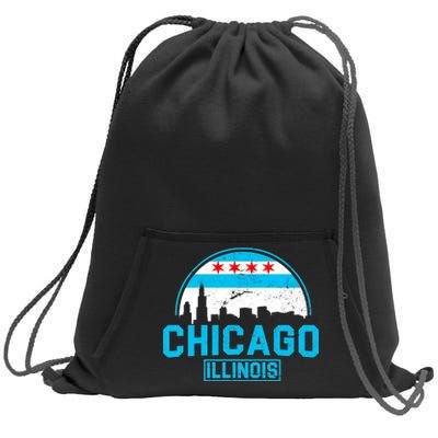 Chicago Illinois Vintage Flag Sweatshirt Cinch Pack Bag