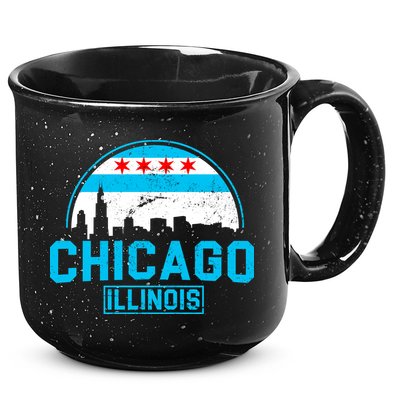 Chicago Illinois Vintage Flag 15oz Campfire Ceramic Mug