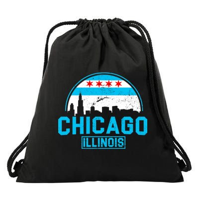 Chicago Illinois Vintage Flag Drawstring Bag