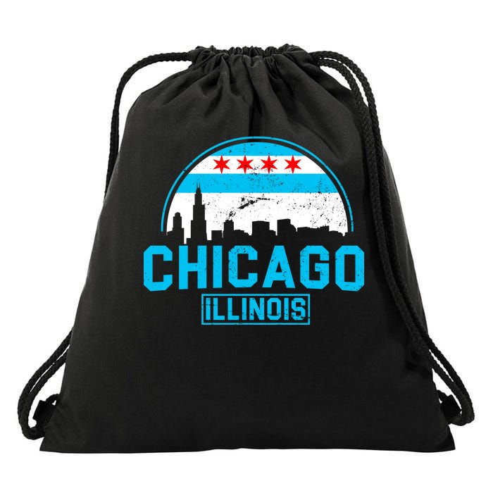 Chicago Illinois Vintage Flag Drawstring Bag