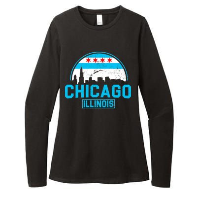 Chicago Illinois Vintage Flag Womens CVC Long Sleeve Shirt