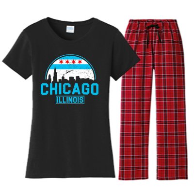 Chicago Illinois Vintage Flag Women's Flannel Pajama Set