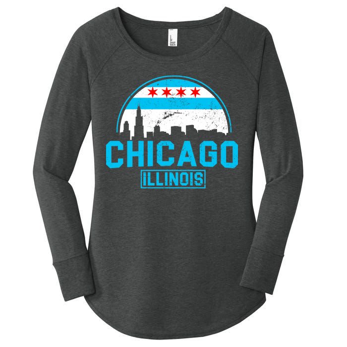 Chicago Illinois Vintage Flag Women's Perfect Tri Tunic Long Sleeve Shirt