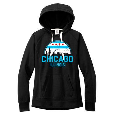 Chicago Illinois Vintage Flag Women's Fleece Hoodie