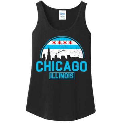 Chicago Illinois Vintage Flag Ladies Essential Tank