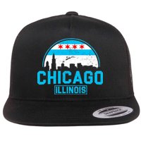 Chicago Illinois Vintage Flag Flat Bill Trucker Hat