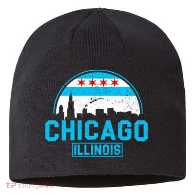 Chicago Illinois Vintage Flag Sustainable Beanie