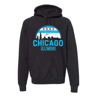 Chicago Illinois Vintage Flag Premium Hoodie