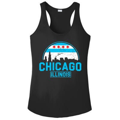 Chicago Illinois Vintage Flag Ladies PosiCharge Competitor Racerback Tank