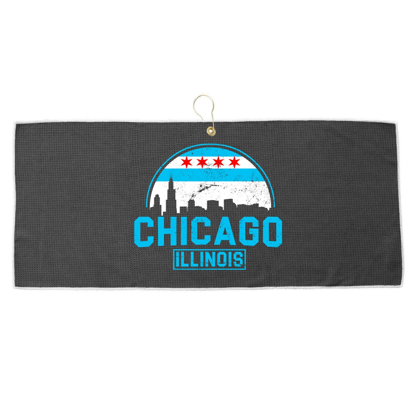 Chicago Illinois Vintage Flag Large Microfiber Waffle Golf Towel