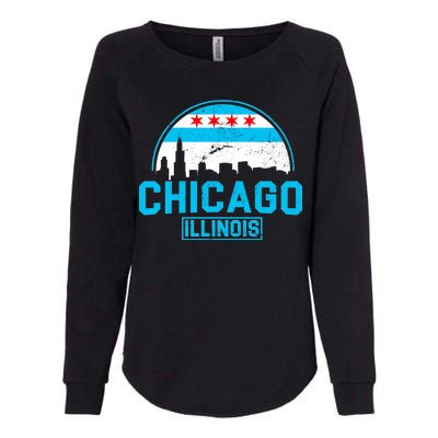 Chicago Illinois Vintage Flag Womens California Wash Sweatshirt