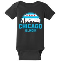 Chicago Illinois Vintage Flag Baby Bodysuit