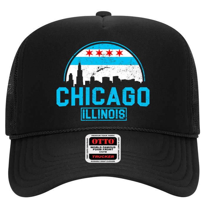 Chicago Illinois Vintage Flag Trucker Hat