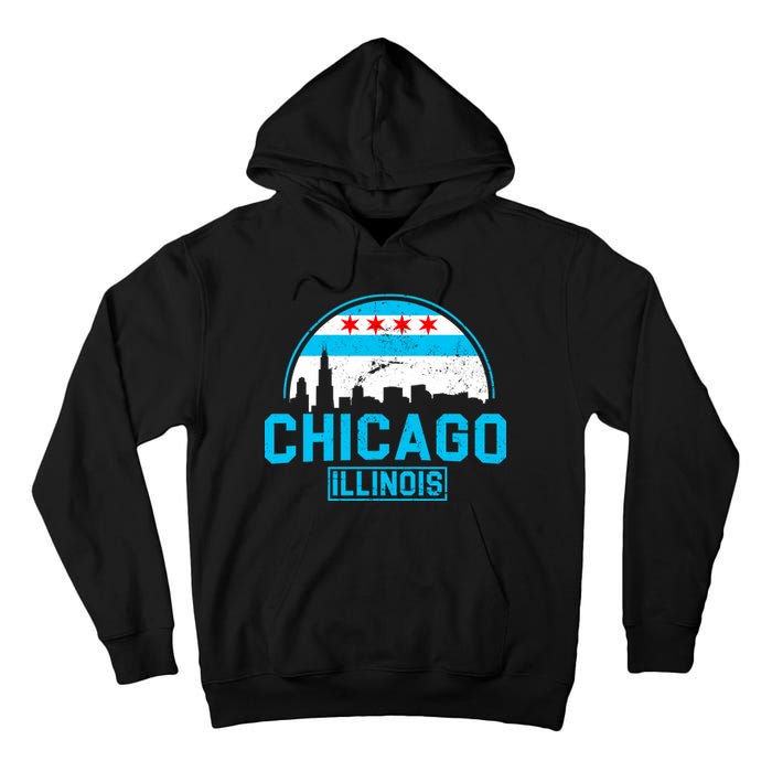 Chicago Illinois Vintage Flag Tall Hoodie