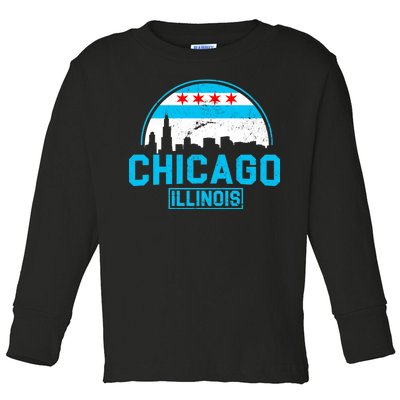 Chicago Illinois Vintage Flag Toddler Long Sleeve Shirt