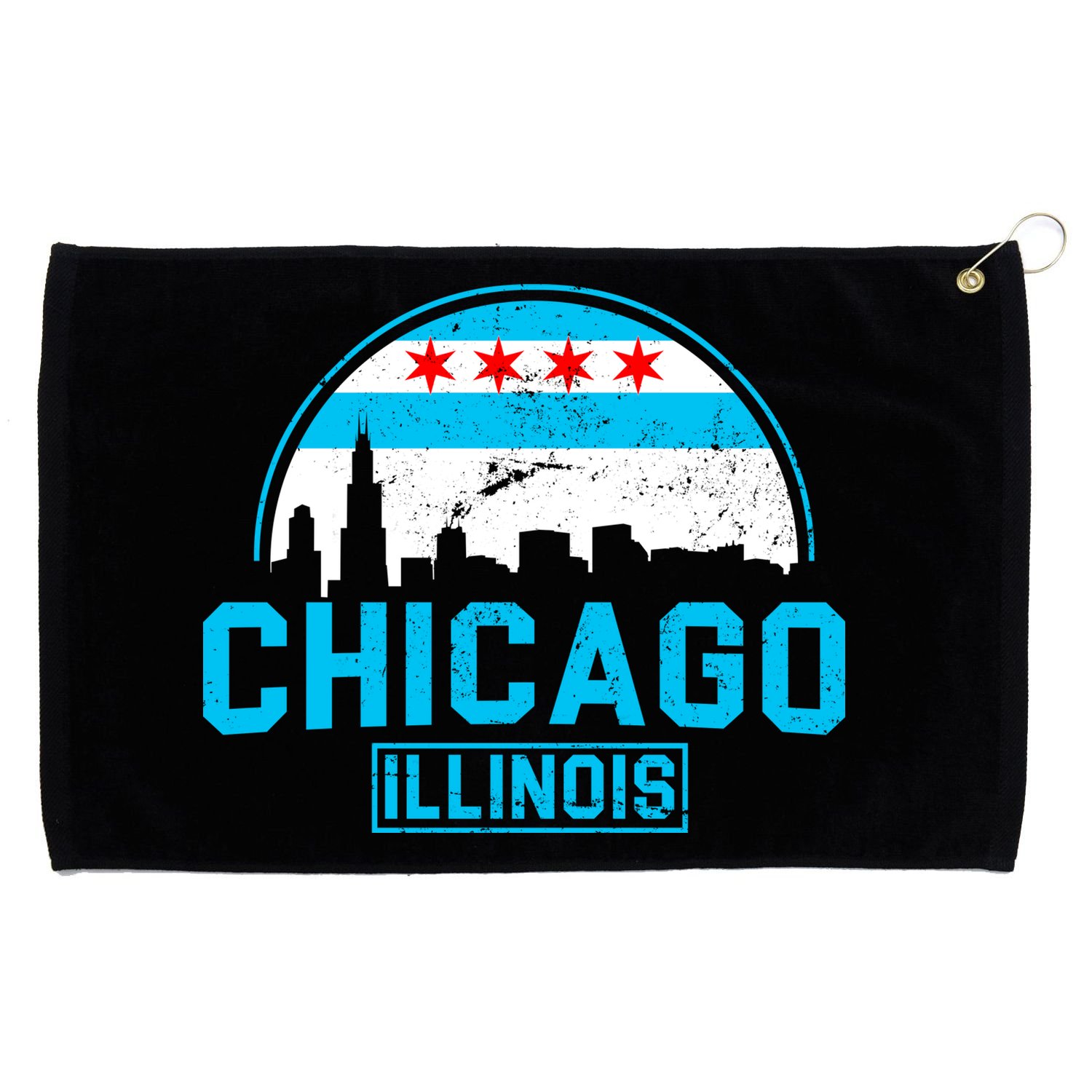 Chicago Illinois Vintage Flag Grommeted Golf Towel