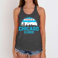 Chicago Illinois Vintage Flag Women's Knotted Racerback Tank