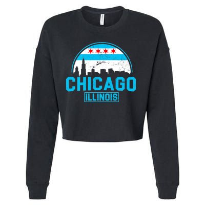 Chicago Illinois Vintage Flag Cropped Pullover Crew