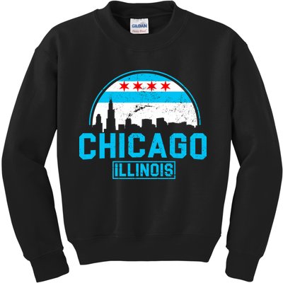 Chicago Illinois Vintage Flag Kids Sweatshirt
