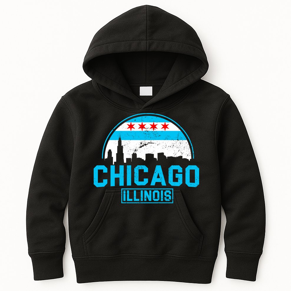 Chicago Illinois Vintage Flag Kids Hoodie