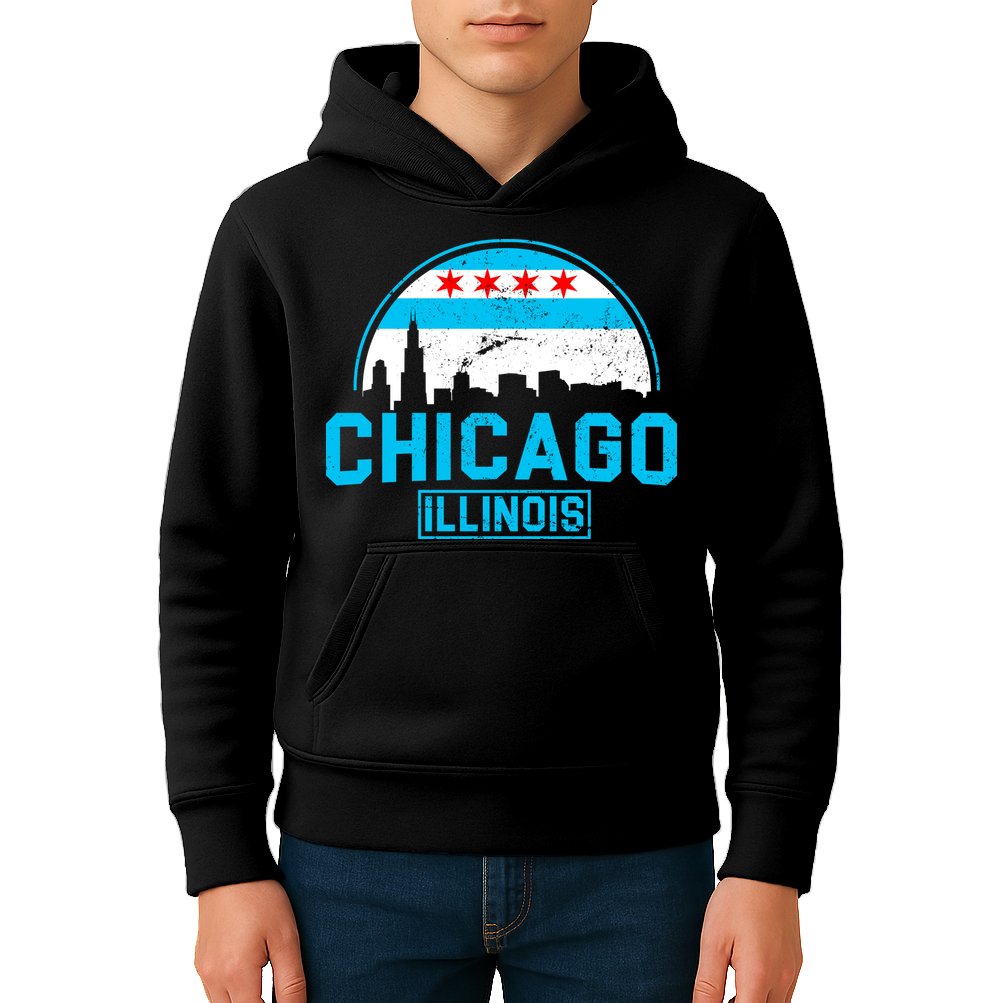 Chicago Illinois Vintage Flag Kids Hoodie