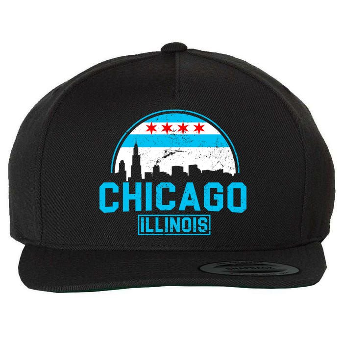 Chicago Illinois Vintage Flag Wool Snapback Cap