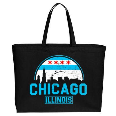 Chicago Illinois Vintage Flag Cotton Canvas Jumbo Tote