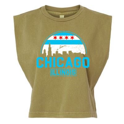 Chicago Illinois Vintage Flag Garment-Dyed Women's Muscle Tee