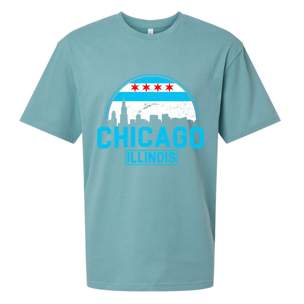 Chicago Illinois Vintage Flag Sueded Cloud Jersey T-Shirt