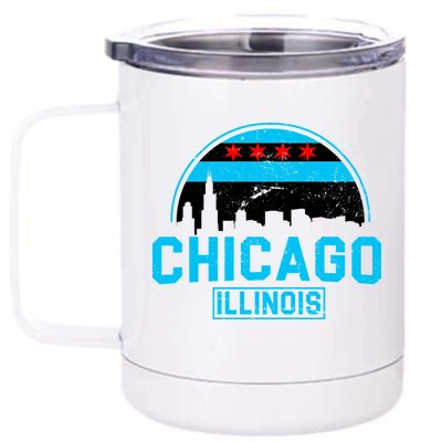 Chicago Illinois Vintage Flag 12 oz Stainless Steel Tumbler Cup