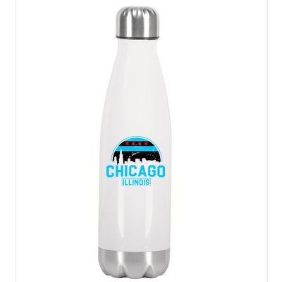 Chicago Illinois Vintage Flag Stainless Steel Insulated Water Bottle