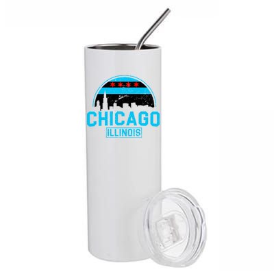 Chicago Illinois Vintage Flag Stainless Steel Tumbler