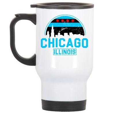 Chicago Illinois Vintage Flag Stainless Steel Travel Mug