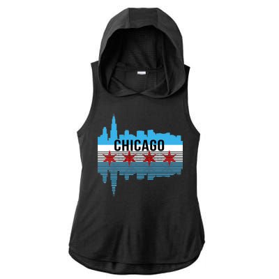 Chicago Skyline Ladies PosiCharge Tri-Blend Wicking Draft Hoodie Tank