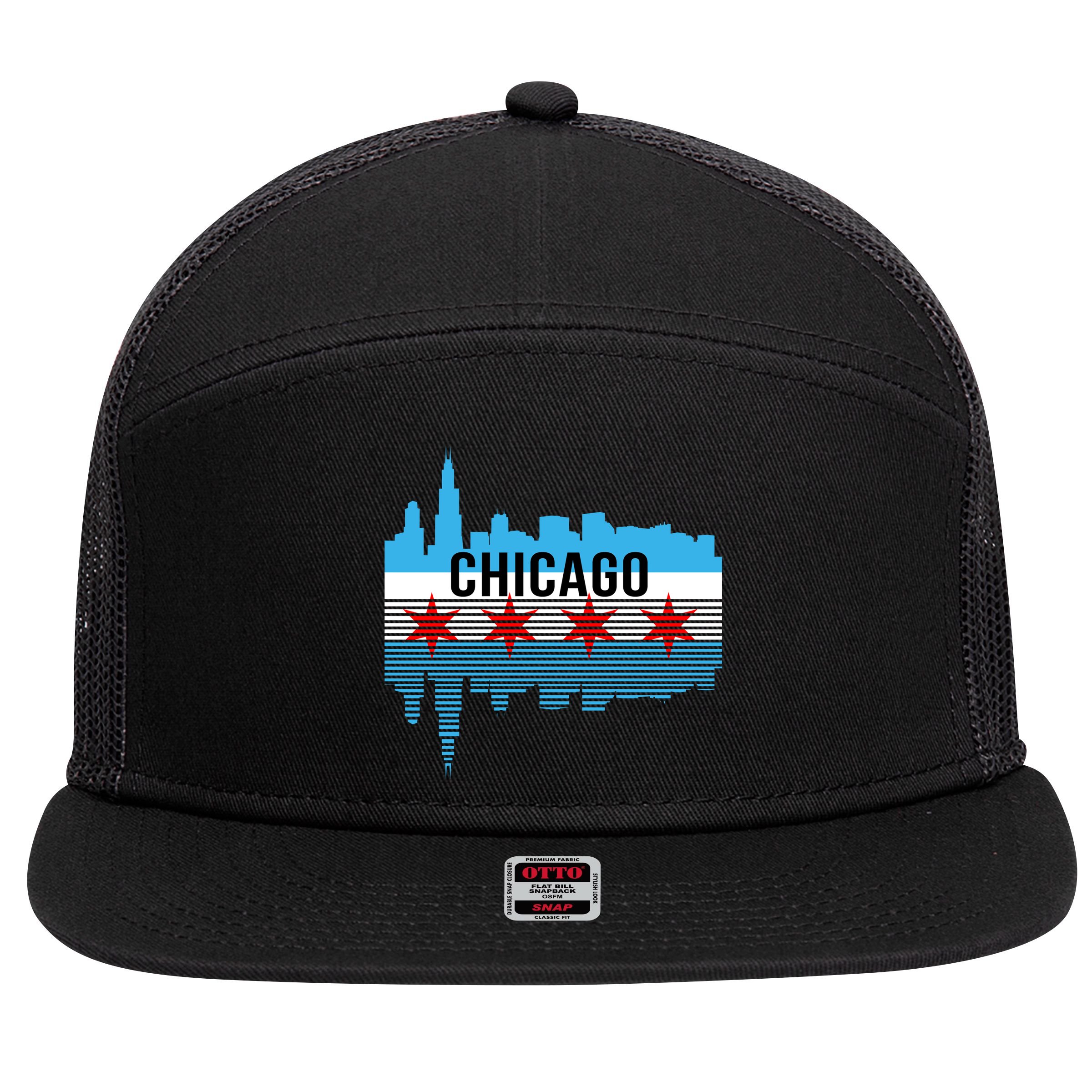 Chicago Skyline 7 Panel Mesh Trucker Snapback Hat