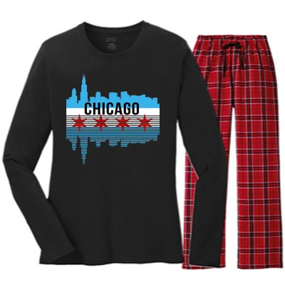 Chicago Skyline Women's Long Sleeve Flannel Pajama Set 