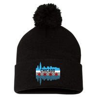 Chicago Skyline Pom Pom 12in Knit Beanie