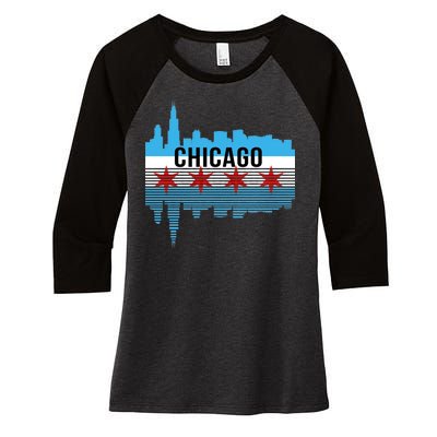 Chicago Skyline Women's Tri-Blend 3/4-Sleeve Raglan Shirt