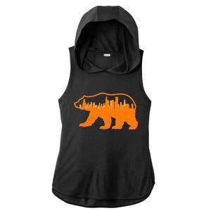 Chicago Skyline City Bear Ladies PosiCharge Tri-Blend Wicking Draft Hoodie Tank