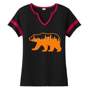 Chicago Skyline City Bear Ladies Halftime Notch Neck Tee