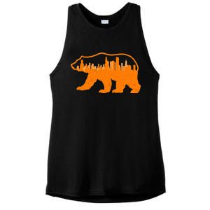 Chicago Skyline City Bear Ladies PosiCharge Tri-Blend Wicking Tank