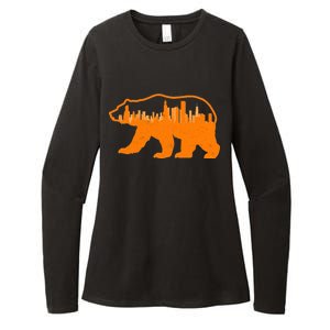 Chicago Skyline City Bear Womens CVC Long Sleeve Shirt