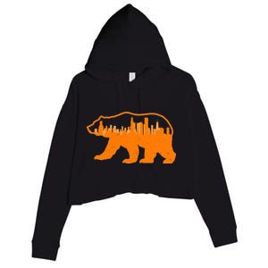 Chicago Skyline City Bear Crop Fleece Hoodie