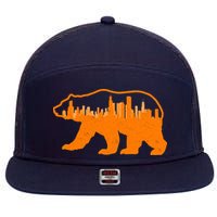 Chicago Skyline City Bear 7 Panel Mesh Trucker Snapback Hat