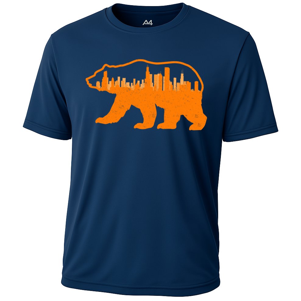 Chicago Skyline City Bear Cooling Performance Crew T-Shirt