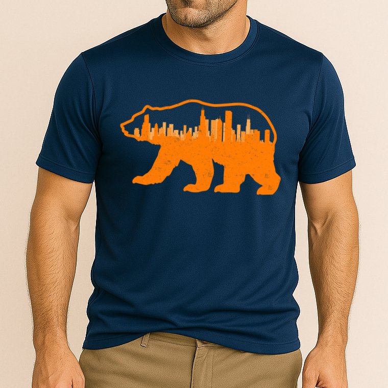 Chicago Skyline City Bear Cooling Performance Crew T-Shirt