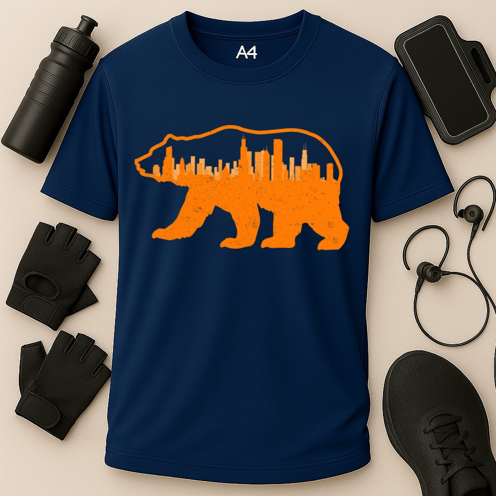 Chicago Skyline City Bear Cooling Performance Crew T-Shirt